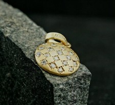 Ciondolo disco diamante argento sterling 925 fatto a mano diamante tondo opaco pendente