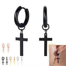 2x Orecchini a Cerchio in Acciaio Pendente CROCE Classico Punk rock unisex