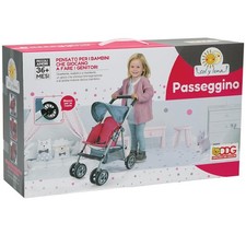 PASSEGGINO DELUXE PER BAMBOLE CON CAPPOTINO E CESTINO PORTA OGGETTI ODG 1002
