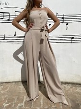 Tuta Intera Beige Con Cintura