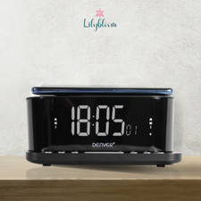 Radio Sveglia con Caricabatterie Wireless CRQ-110 12" LED USB Nero