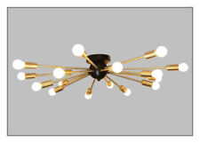 Ottone Sputnik Lampadario Nero Sfera Elegante Decorazione Luce Metà Secolo A 16