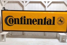 Insegna Pneumatici Continental Rivenditore Insegna Luminosa Due Lati 36"X12"X6" Ottime Condizioni