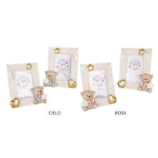 BOMBONIERA PORTAFOTO ORSO CUORE STELLA ROSA O AZZURRO BATTESIMO NASCITA