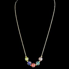 Collana Vetro di Murano Multi Oro 5 Perline Millefiori 48 cm Venezia
