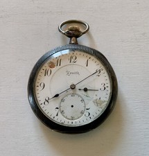 Antico Orologio da Tasca Argento Zenith Grand Prix Paris 1900 da Restaurare