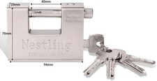 Lucchetto di sicurezza rettangolare, superpesante, per container e garage, 94 mm