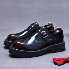 Scarpe da uomo inglesi in pelle business fibbia formale tacco alto britannico creeper 