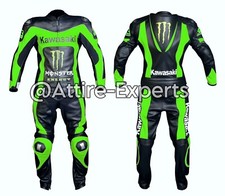 Tuta moto in pelle Kawasaki su