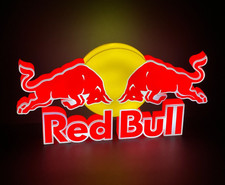 Redbull Insegna targa luminosa Red Bull lighted sign led logo energy drink
