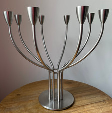 Candelabro portacandele vintage Ikea Stoccolma 8 bracci design Hogberg 2,2 kg