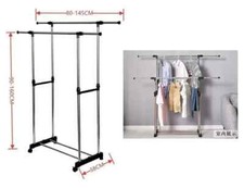 Stender Stand Appendiabiti Attaccapanni Barra Doppia Con Rotelle Regolabile