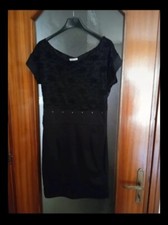 Tubino nero con pizzo e borchie con maniche corte donna