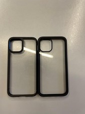 Cover IPhone 12, 2 cover (bordi neri e retro trasparente in silicone) 