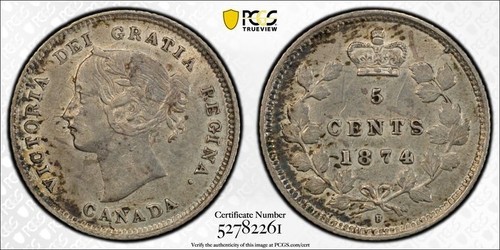 1874 canada centesimi pcgs - centesimi,