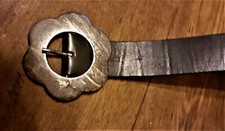 Cintura donna vintage  cuoio nero   Natale fibbia fiore  