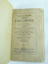 NUOVO VOCABOLARIO ITALIANO ARTI MESTIERI MILANO '800 ANTICO