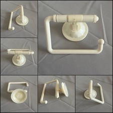 PORTA ROTOLO CARTA IGIENICA BAGNO CON VENTOSA A PARETE IN PLATICA COLORE BIANCO