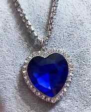 Collana Donna CUORE dell'OCEANO TITANIC di Rose fidanzamento strass Blu argento