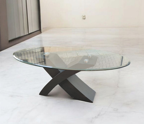 Tavolo design ovale vetro - ovale, in