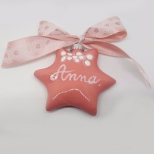 Pallina Stella di natale ceramica vietri maiolicate a mano Rosa personalizzata 