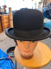 DUNN & CO CAPPELLO BOWLER LANA NERO MADE IN BRITAIN regolabile vintage 