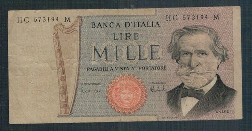 Banconota lire 1000 verdi - lire,