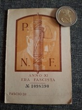 Fascismo Partito Nazionale  Fascista Tessera Personale Mvsn Rei Anno XI