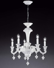 Lampadario classico lusso ceramica bassano bianco a 5 luci luxury r014