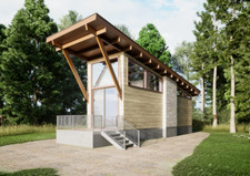 Piano casa cabina moderno stile americano con immagini 3D e progetti PDF, DWG