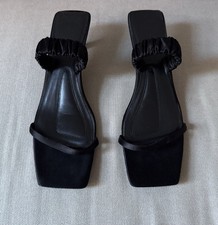 Sandali Khaite Georgia tacco a gattino raso slide taglia 39,5 US9,5 UK6,5