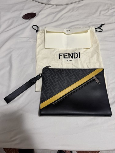 Fendi clutch bag black - fendi, black/yellow