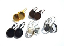 3coppie base orecchini con castone in ottone 25x14mm interno 12mm colori vari