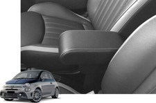 Bracciolo Fiat 500 ABARTH 500 595 695 Nero CUCITO BIANCO portaoggetti regolabile