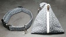 Collare per cani fatto a mano e sacchetto cacca abbinato porta dolcetti regalo, regalo taglia media