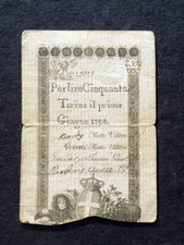 1794 Italia Regno di Sardegna rara banconota ASSEGNATA 50 lire