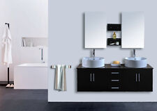 MOBILE BAGNO ARREDO BAGNO COMPLETO PENSILE 150CM WENGE' DOPPIO LAVABO RUBINETTO