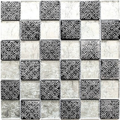Mosaico vetro argento effetto - vetro,