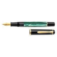 Penna stilografica Pelikan Classic Series M200 nero verde F nuova con scatola fine
