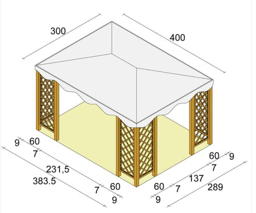 Gazebo cherry 3x4 - 3x4, legno
