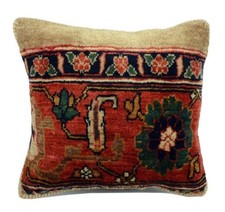 Tappeto Cuscino Ghashghai Persiano 32 X 34 CM , Unico, Annodato a Mano Incl.