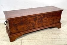 ANTICA CASSAPANCA INTARSIATA LEGNO ABETE EPOCA 1800 PIEMONTESE BAULE MANIGLIE