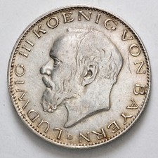 GERMANIA GERMAN STATES Ludwig III Von Bayern  2 Mark 1914 D - Argento Silver