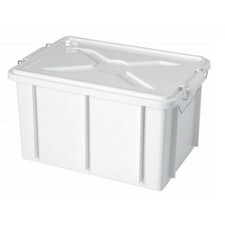 CASSETTA BOX CONTENITORE PLASTICA BIANCA ALIMENTARE CM 40X30X22 H CON COPERCHIO