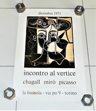 Manifesto CHAGALL MIRO' PICASSO Incontro al vertice 1971 Torino 33x49 poster