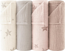 Bambino in Mussola per Neonati Set 4 Pezzi 60X60Cm, 100% Cotone Super Morbido As