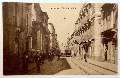 Cartolina antica catania via - catania,