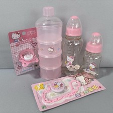 Biberon + ciuccio e porta biberon Hello Kitty rari Sanrio mai usati set di 5