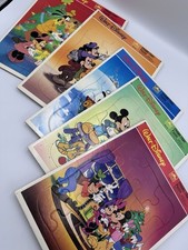 Lotto 5 puzzle vintage Disney Topolino Natale cornice dorata vassoio Pluto Pippo