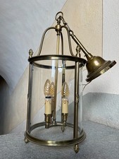 Grande lanterna a più luci in ottone e vetro